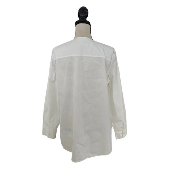Uterque white ruffle front cotton blouse size L - Picture 3 of 6